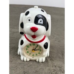 Vintage Dalmatian Dog Alarm Clock Quartz Black White Spotted Puppy Kids Decor